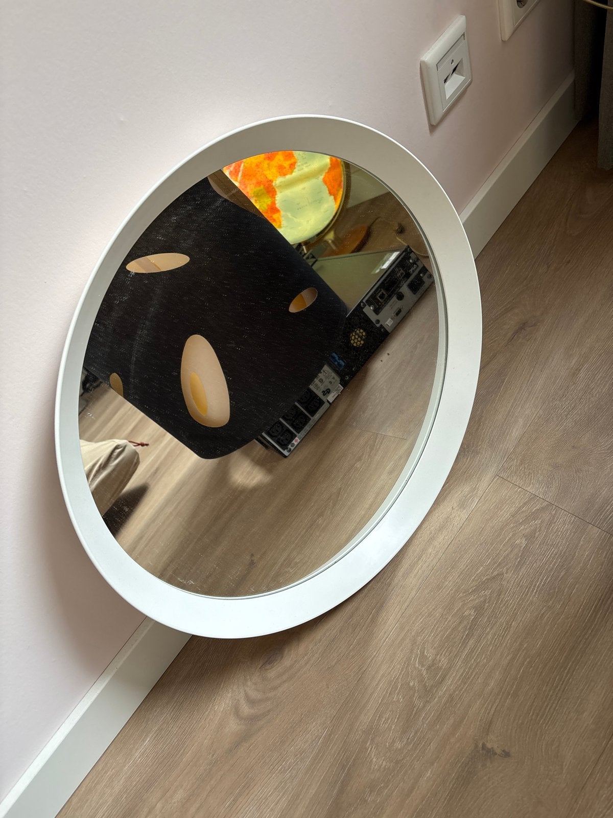 IKEA Langesund spiegel, wit, rond, Huis en Inrichting, Woonaccessoires | Spiegels, Ophalen, Gebruikt, Rond, Minder dan 100 cm