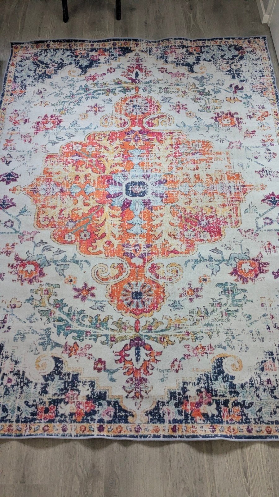 Vloerkleed met Oosters Patroon - Oranje, Blauw, Roze, Ophalen, Gebruikt, 150 tot 200 cm, 200 cm of meer