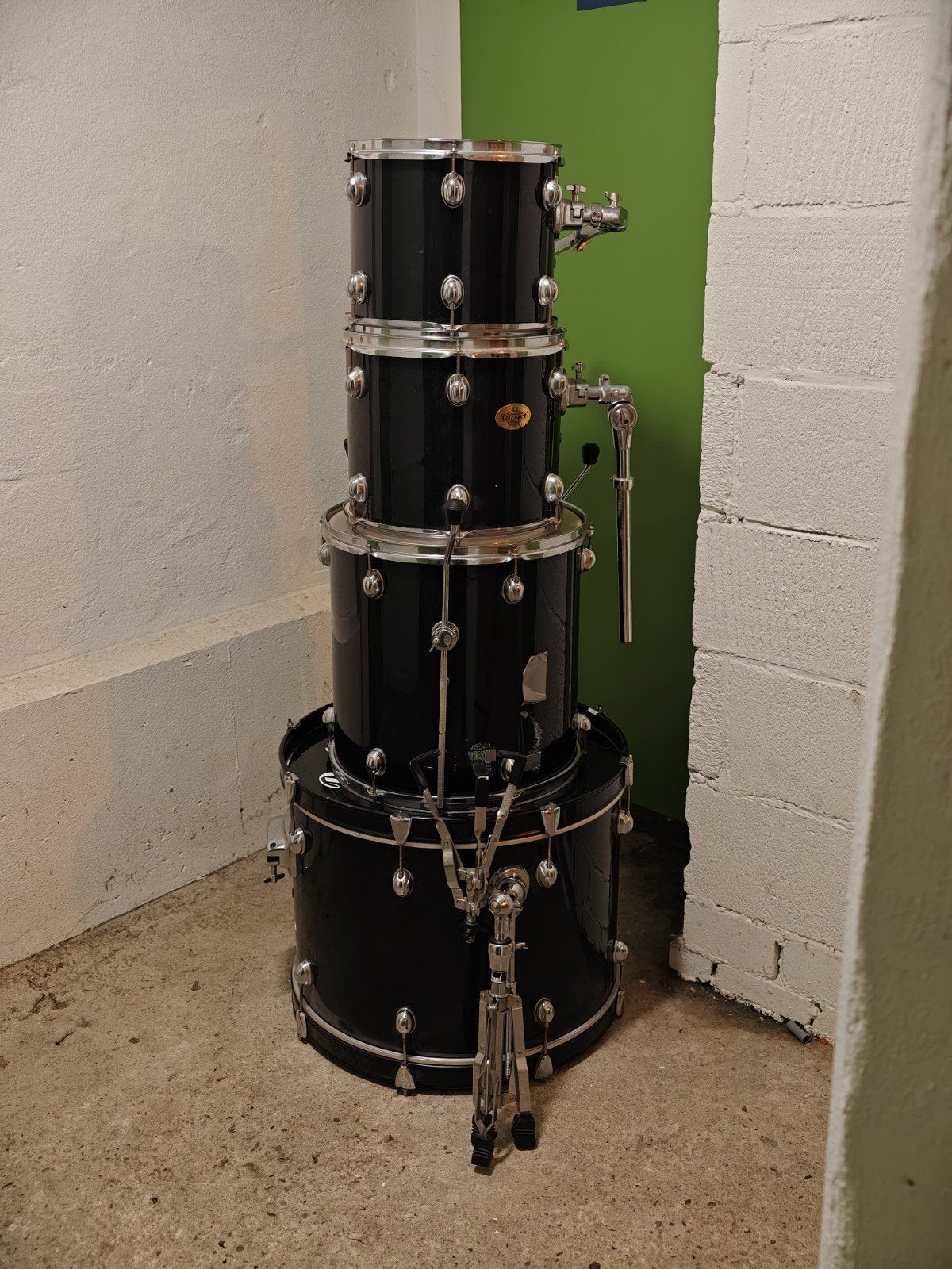 Pearl drumstel met bekkens en bekkentas., Muziek en Instrumenten, Drumstellen en Slagwerk, Gebruikt, Pearl, Ophalen of Verzenden
