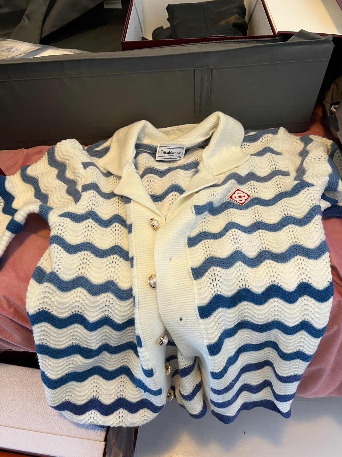 Casablanca Tennis Club Gebreide Set (Cardigan & Short), Ophalen, Nieuw, Maat 38/40 (M), Wit