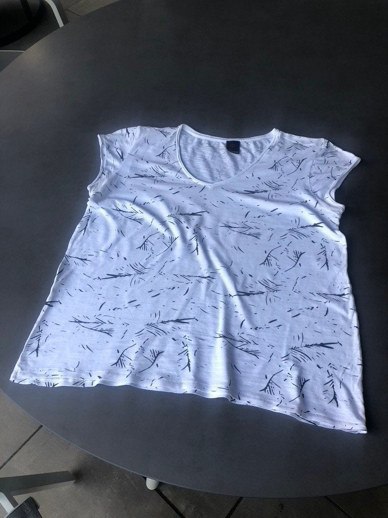 Wit/blauw Penn & Ink shirt, maat L, Penn & Ink, Verzenden, Wit, Maat 42/44 (L)