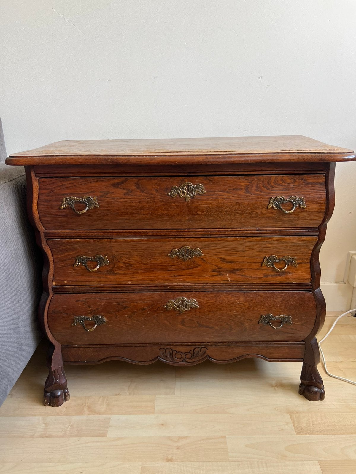 Vintage houten ladekast, Ophalen, Gebruikt, 50 tot 100 cm, 3 of 4 laden