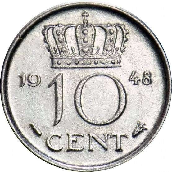 Nederland - 10 cent 1948 circulated, Postzegels en Munten, Munten | Nederland, Verzenden, Koningin Wilhelmina, 10 cent, Losse munt