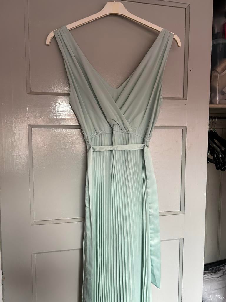 Mintgroene galajurk maat 34 met plissé rok, Kleding | Dames, Ophalen of Verzenden, Zo goed als nieuw, Maat 34 (XS) of kleiner