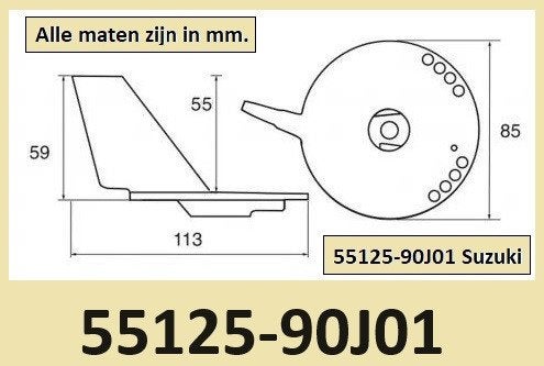 55125-90J01 Suzuki Trim tab voor DF60 tm 140 pk. € 14,95, Ophalen of Verzenden, Nieuw, Motor en Techniek