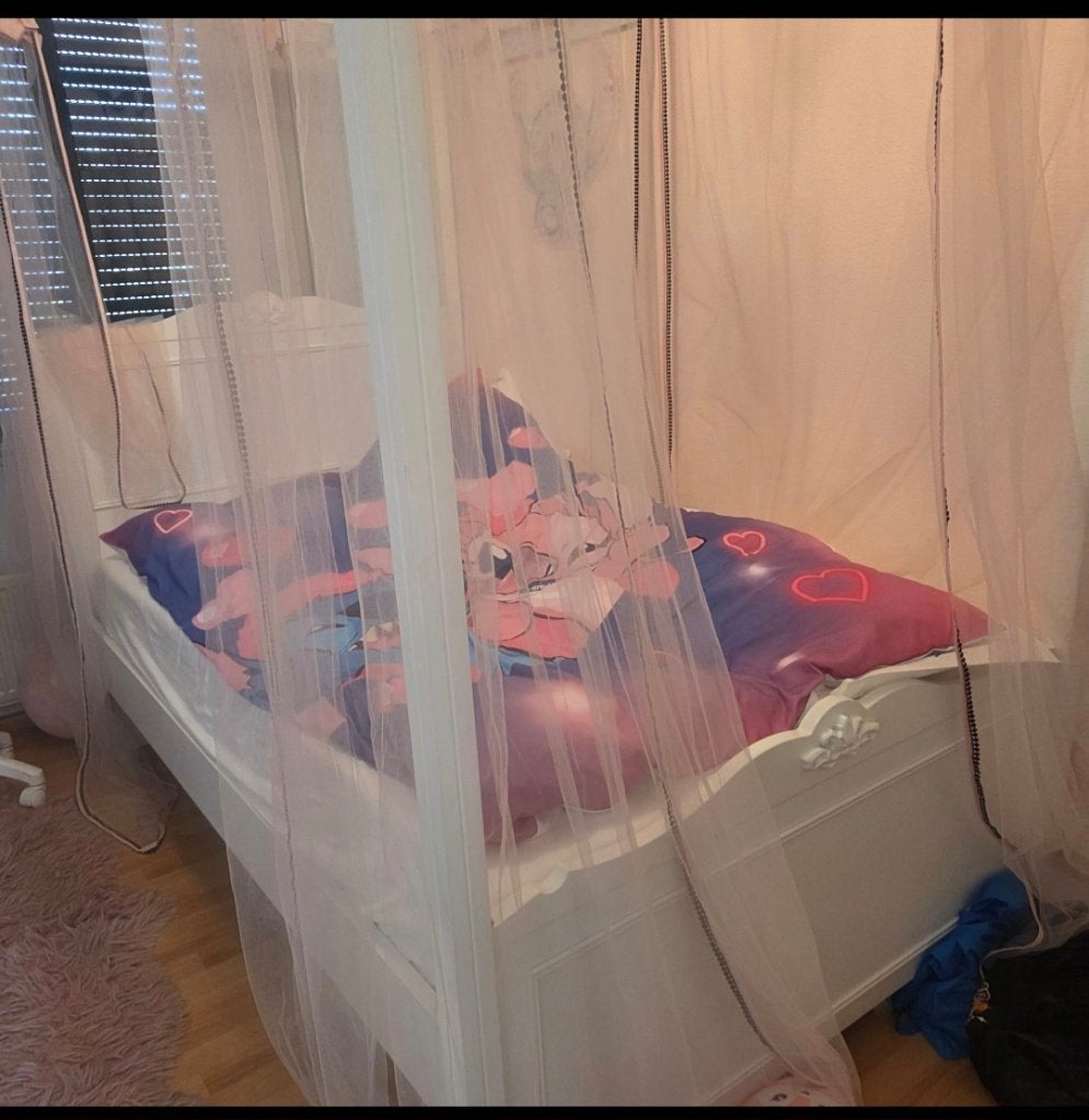 Bed met hemelopbouw, Ophalen, Lattenbodem, 180 cm of meer, 100 cm of meer
