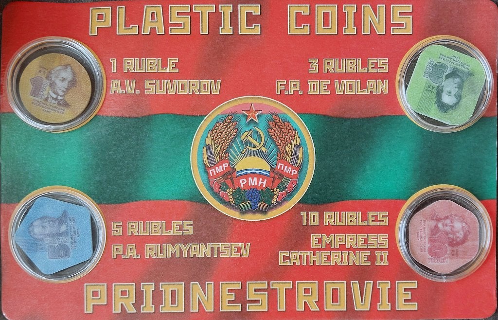 Plastic munten Transnistrië, Postzegels en Munten, Ophalen, Overige landen, Setje