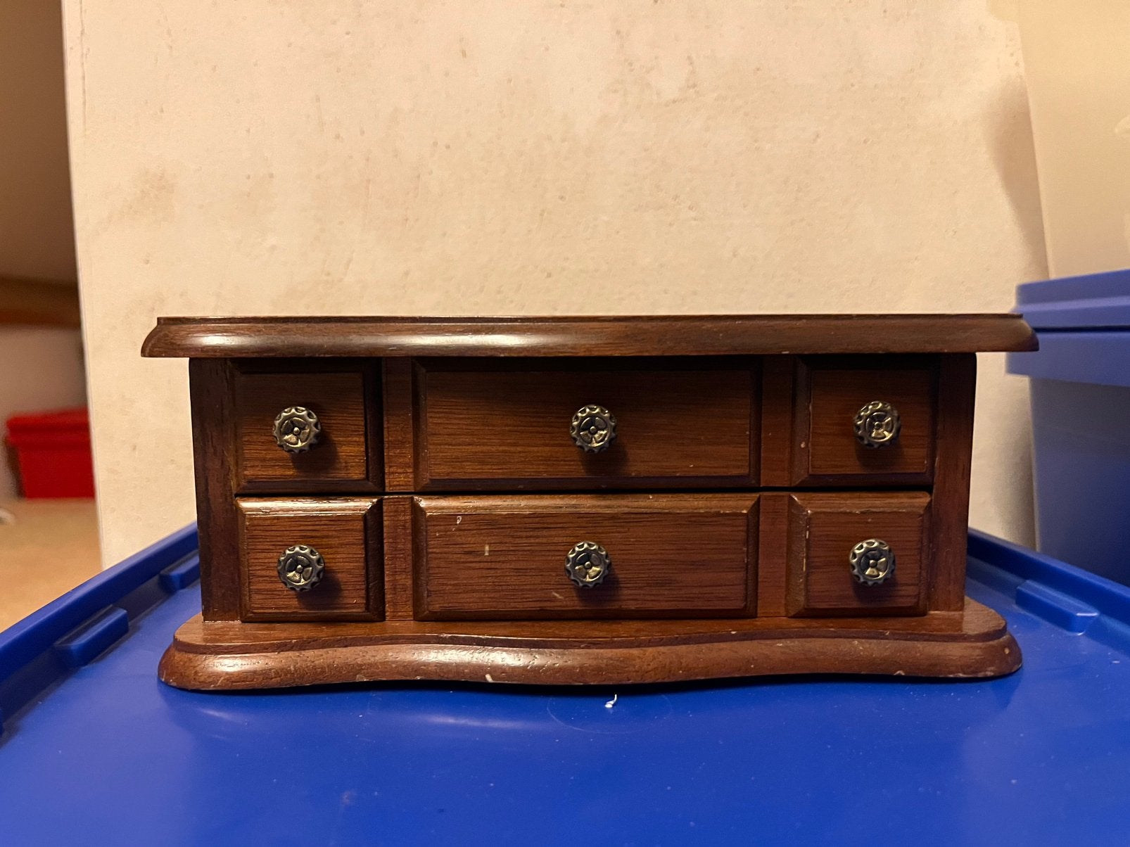 vintage houten sieradenkistje /juwelendoos (22x13x9), Ophalen of Verzenden