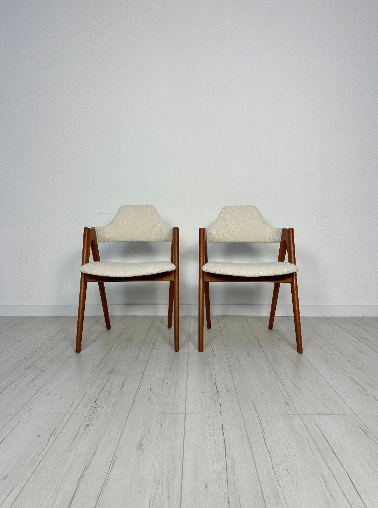 2x Kai Kristiansen Compass teak eetkamerstoelen Deens 60s
