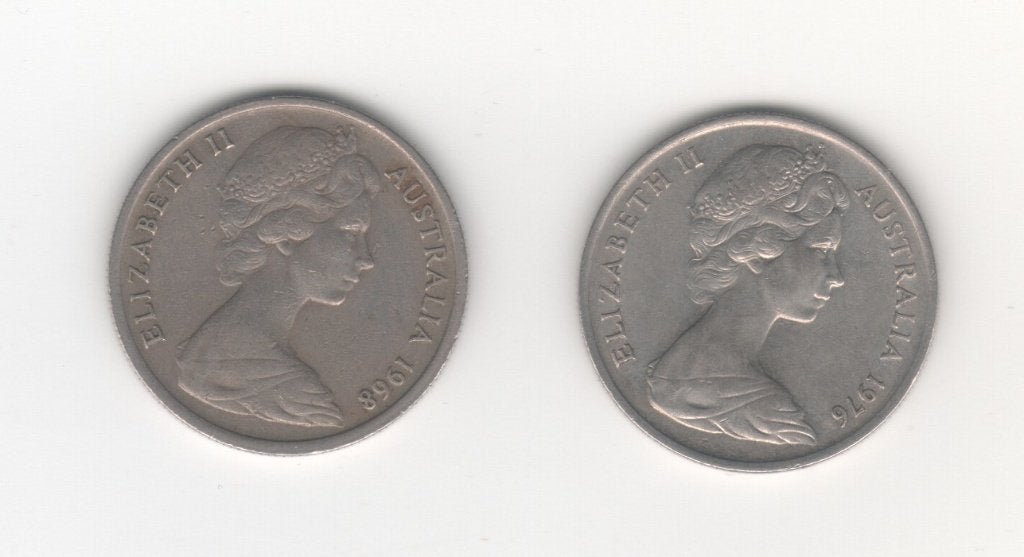 5 cent Australië 1968 en 1976 (M 293), Ophalen of Verzenden