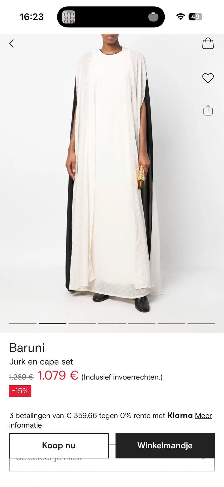 Baruni 'Brigitte Cape Set' size S 36, white & black, Kleding | Dames, Gelegenheidskleding, Galajurk, Wit, Ophalen of Verzenden