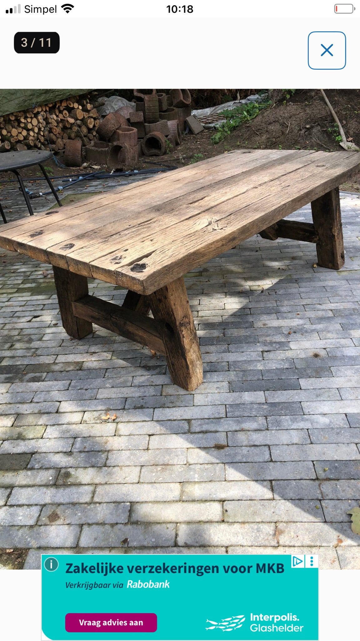 Prachtige Robuuste oude houten  salon tafel, Ophalen