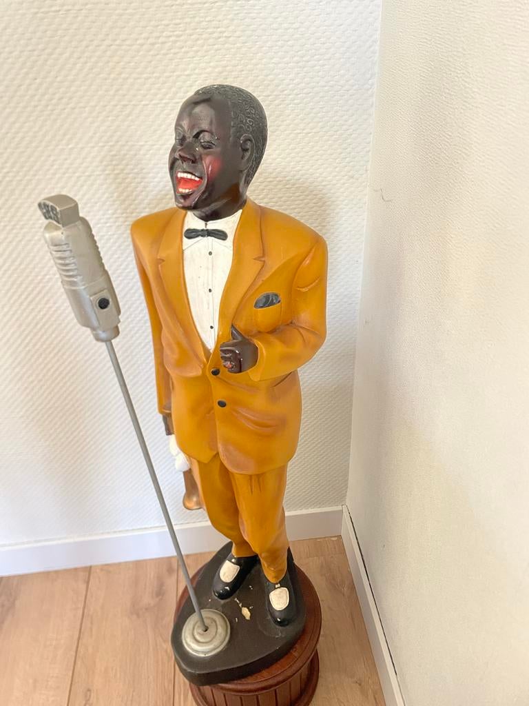 Vintage Louis Armstrong beeld - Polyester - 80cm hoog, Verzamelen, Ophalen, Gebruikt, Mens