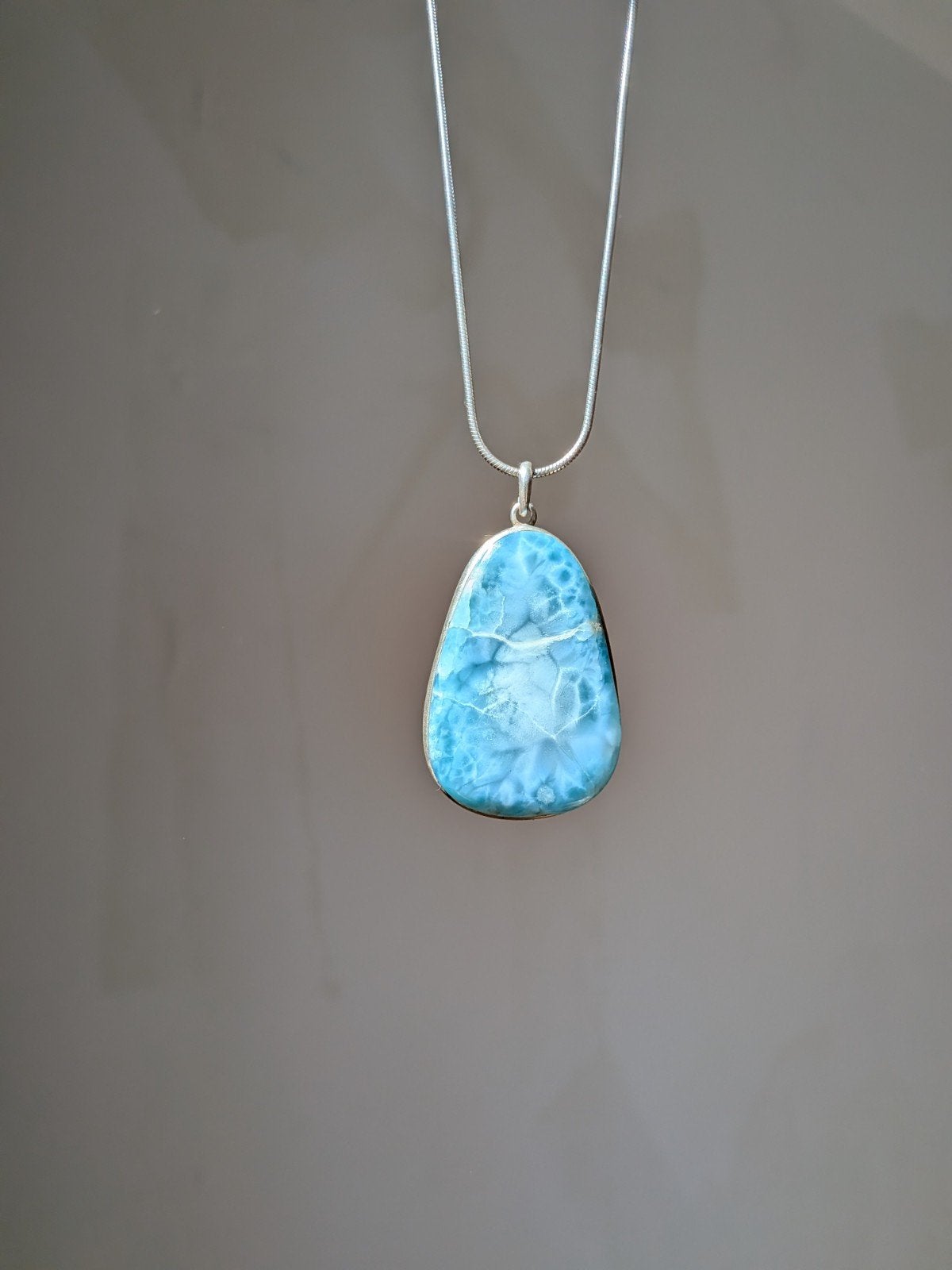 Larimar, Sieraden, Tassen en Uiterlijk, Kettingen, Ophalen of Verzenden, Gebruikt, Blauw, Met edelsteen