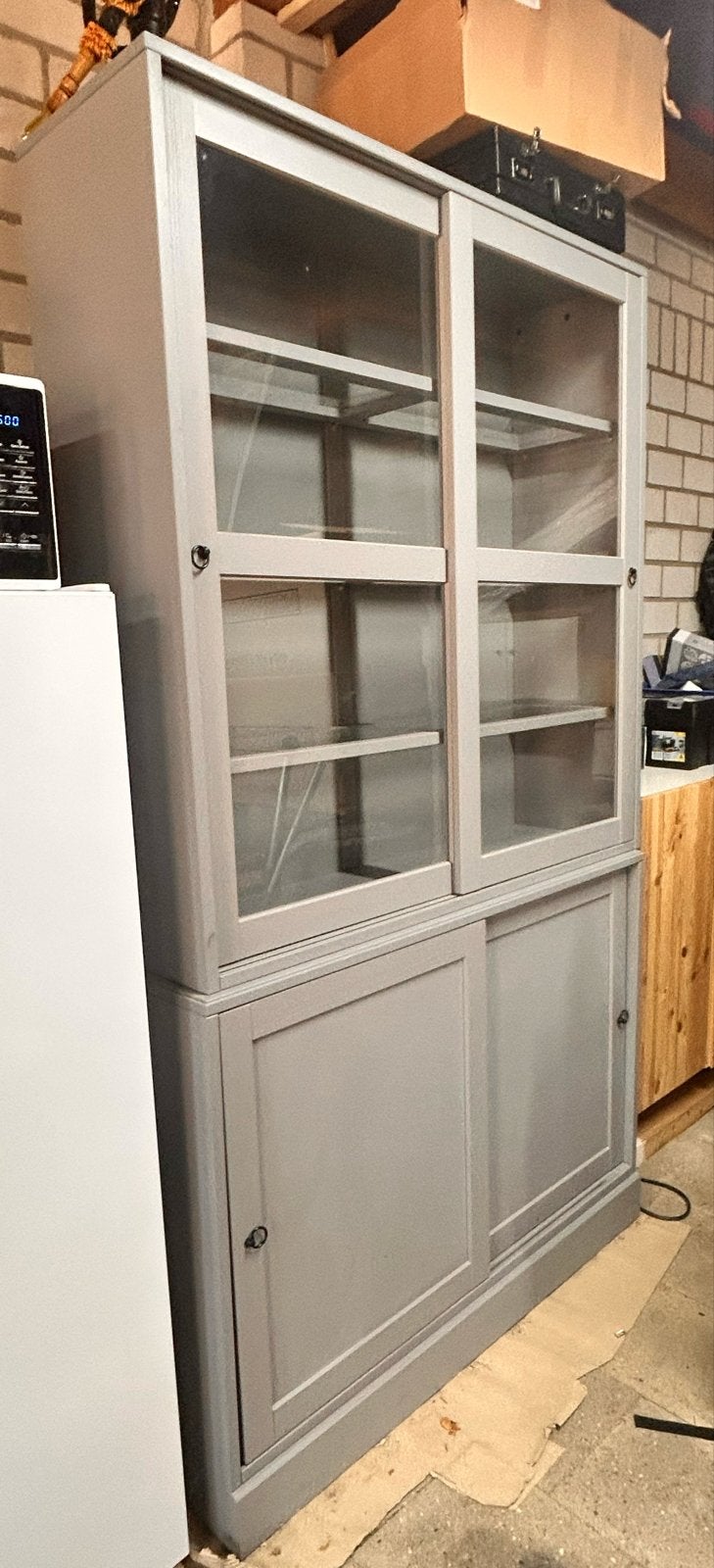 2 x IKEA HAVSTA Vitrinekast met schuifdeuren, grijs, 100 tot 150 cm, 200 cm of meer, Ophalen of Verzenden, Zo goed als nieuw