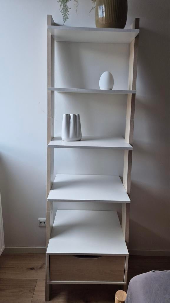 Wandkast/Open Kast met Lade - Naturel & Wit, Ophalen, Met plank(en), Minder dan 50 cm, Modern, Scandinavisch