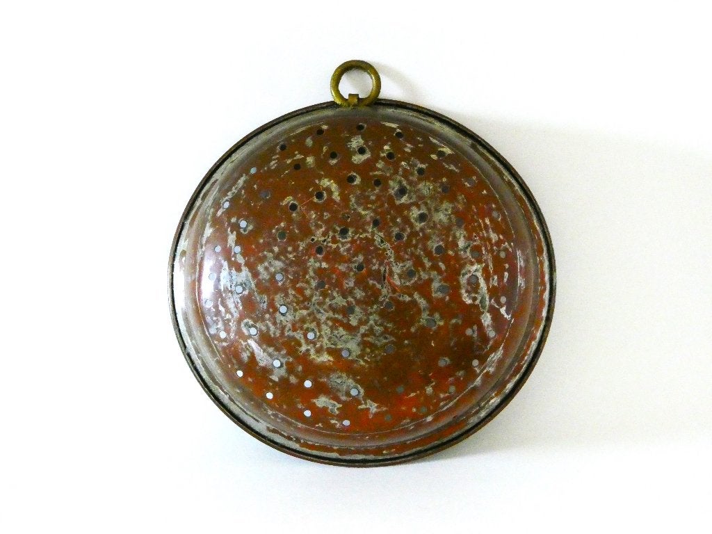 Antiek roodkoperen vergiet / zeef van ca. 1870, Antiek en Kunst, Antiek | Koper en Brons, Ophalen of Verzenden, Koper