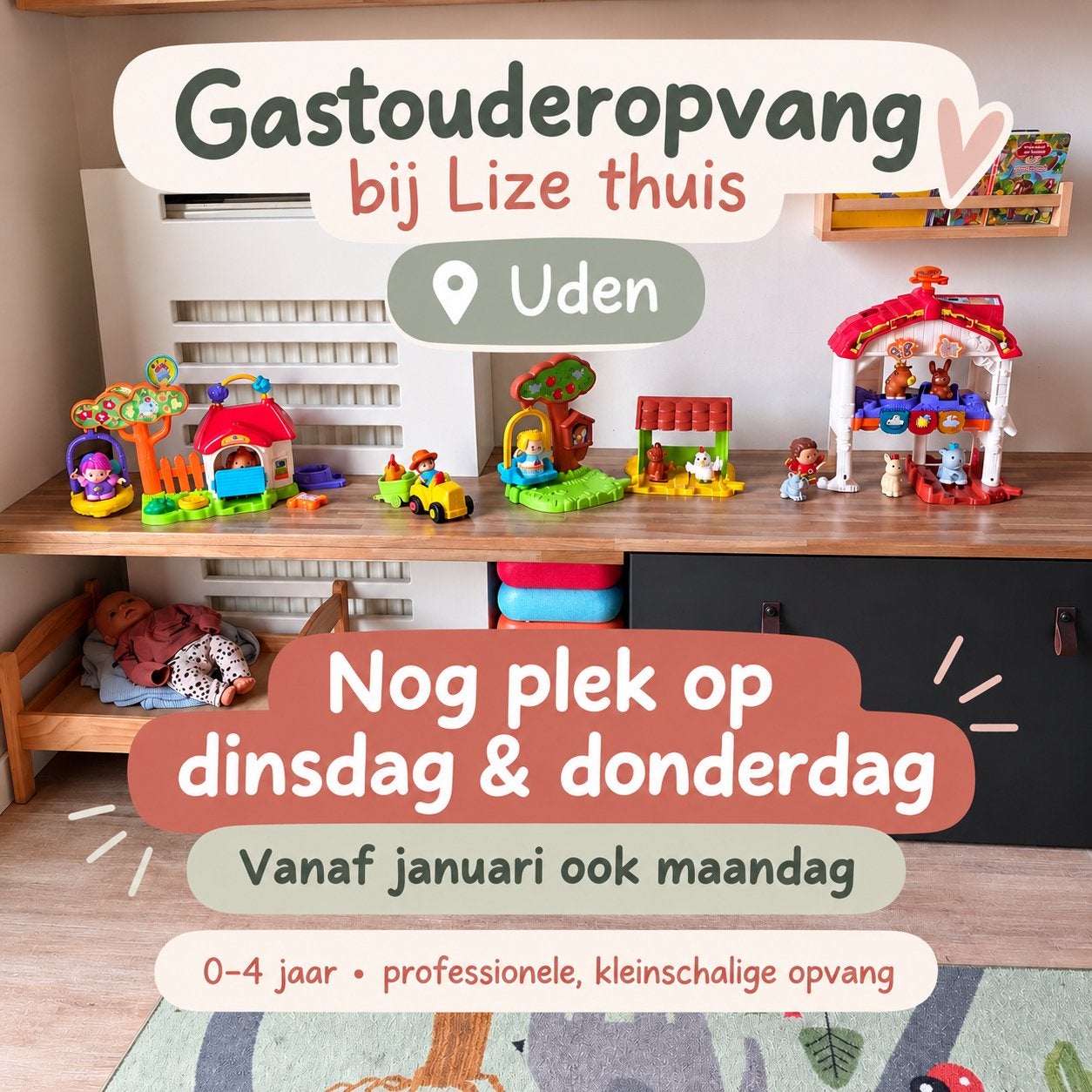Gastouderopvang Uden | Plek dinsdag, donderdag en maandag |, Diensten en Vakmensen, Gastouders