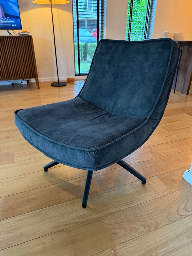 Draaifauteuil velvet groen, Huis en Inrichting, Ophalen, Gebruikt, Minder dan 75 cm, Stof
