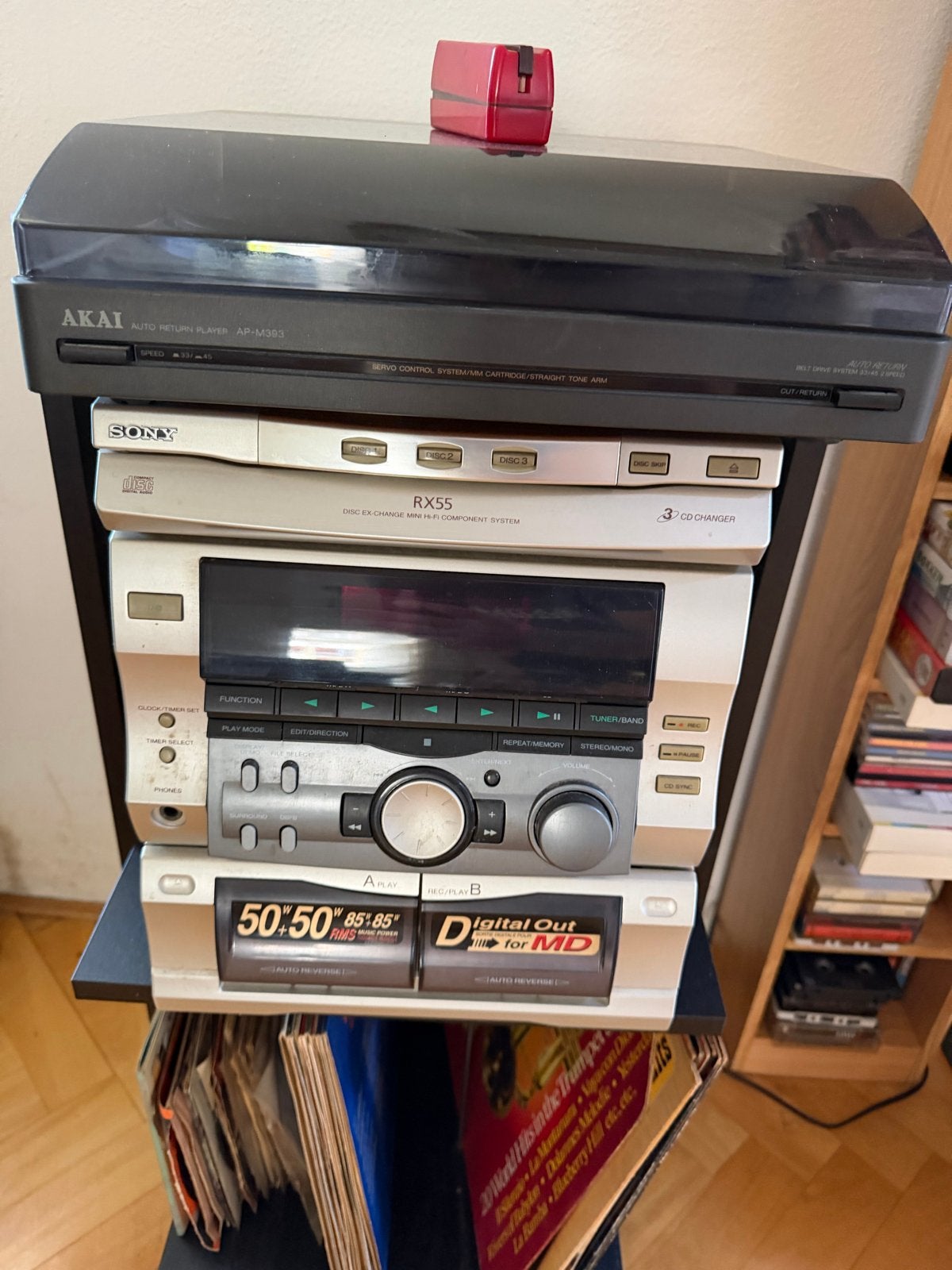 Akai & Sony Hifi Set met Platenspeler, CD, Cassette & Radio, Ophalen, Gebruikt, Cassettedeck, Losse componenten