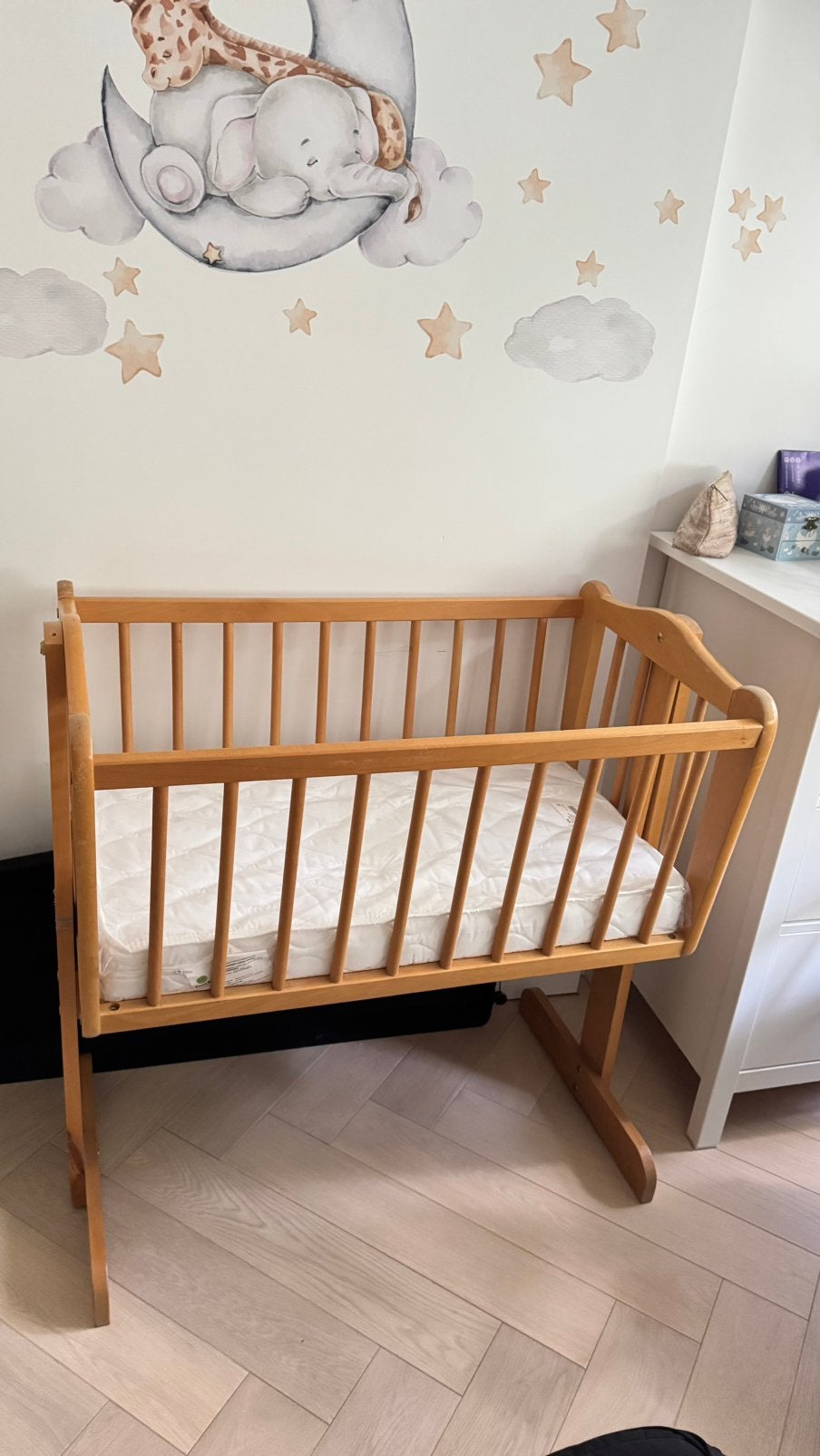 Vintage babywiegje 40x80 cm – inclusief nieuw matras, Ophalen, Zo goed als nieuw, Wieg