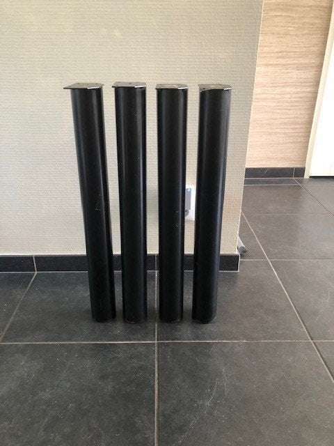 4 stuks zwarte stalen tafelpoten, Huis en Inrichting, Tafelonderdelen, Ophalen, Tafelpoot, Minder dan 50 cm, Gebruikt