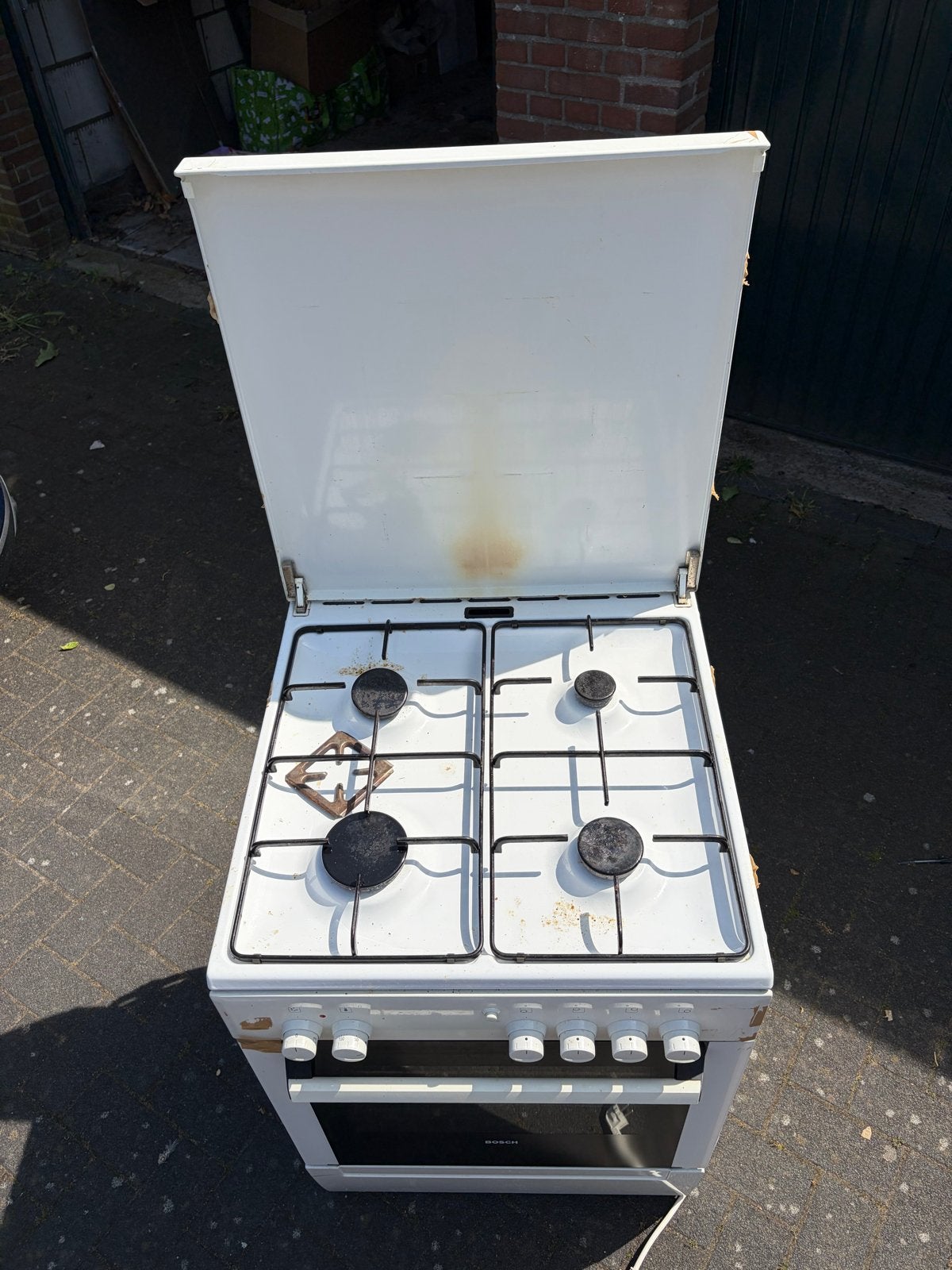Bosch Vrijstaand Gasfornuis met Oven - 4 Pitten, Ophalen, Gebruikt, 60 cm of meer, 4 kookzones
