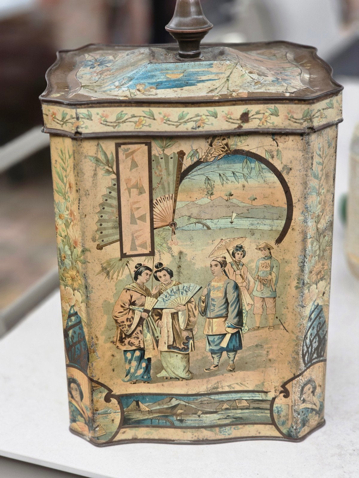 Chinees Thee blik Winkel blik, Ophalen of Verzenden, Gebruikt, Thee