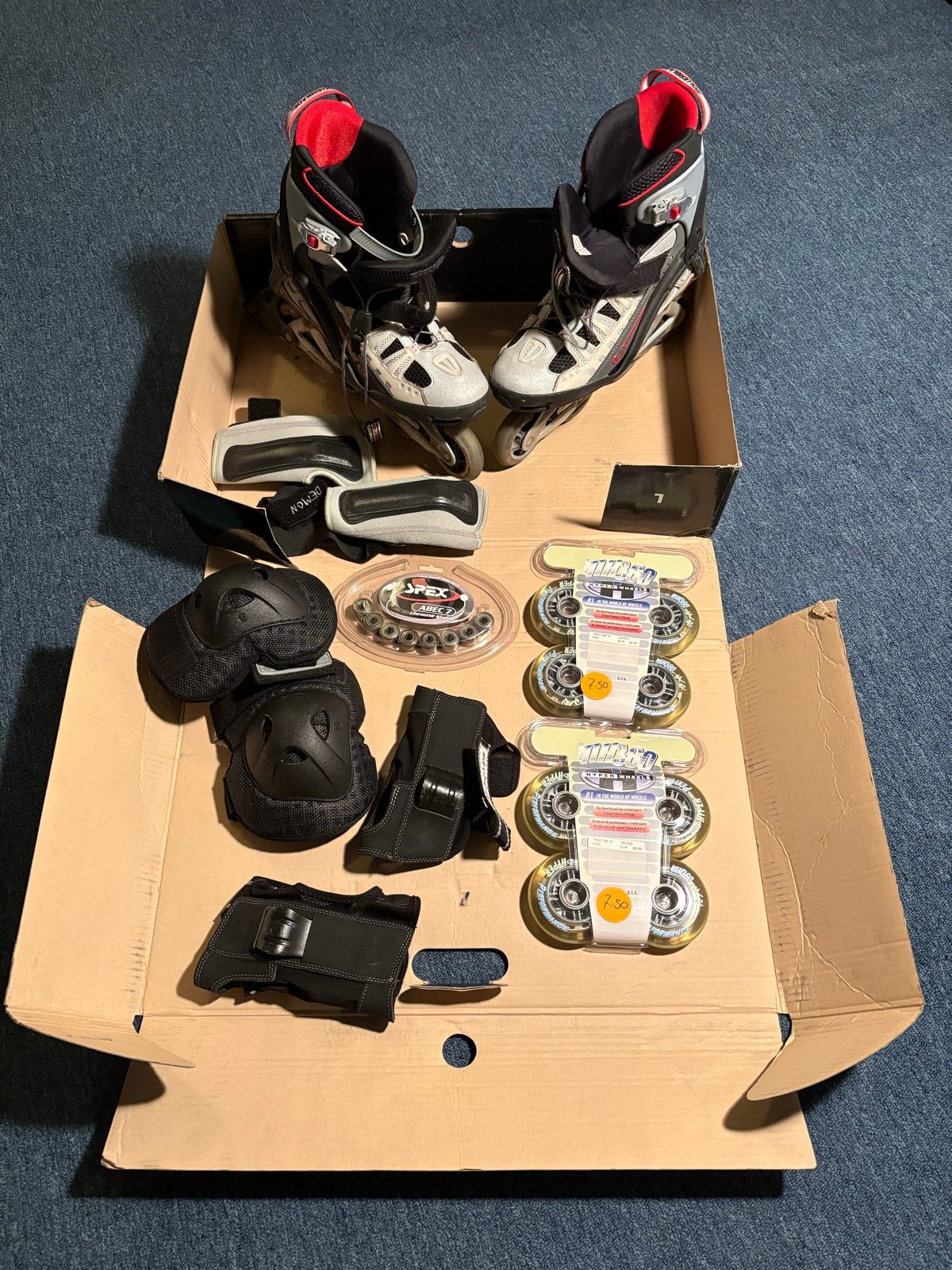 Rollerblade Aero Speed Inline Skates 45 + accessoires, Gebruikt, Heren, Ophalen of Verzenden, Inline skates 4 wielen