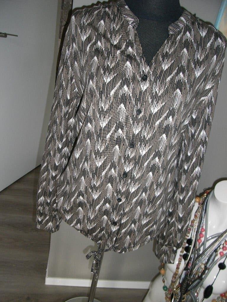 ZOSO blouse/shirt bruin/taupe/creme mt M/38-40, ALS NIEUW!, Maat 38/40 (M), Bruin, Ophalen of Verzenden, Zo goed als nieuw