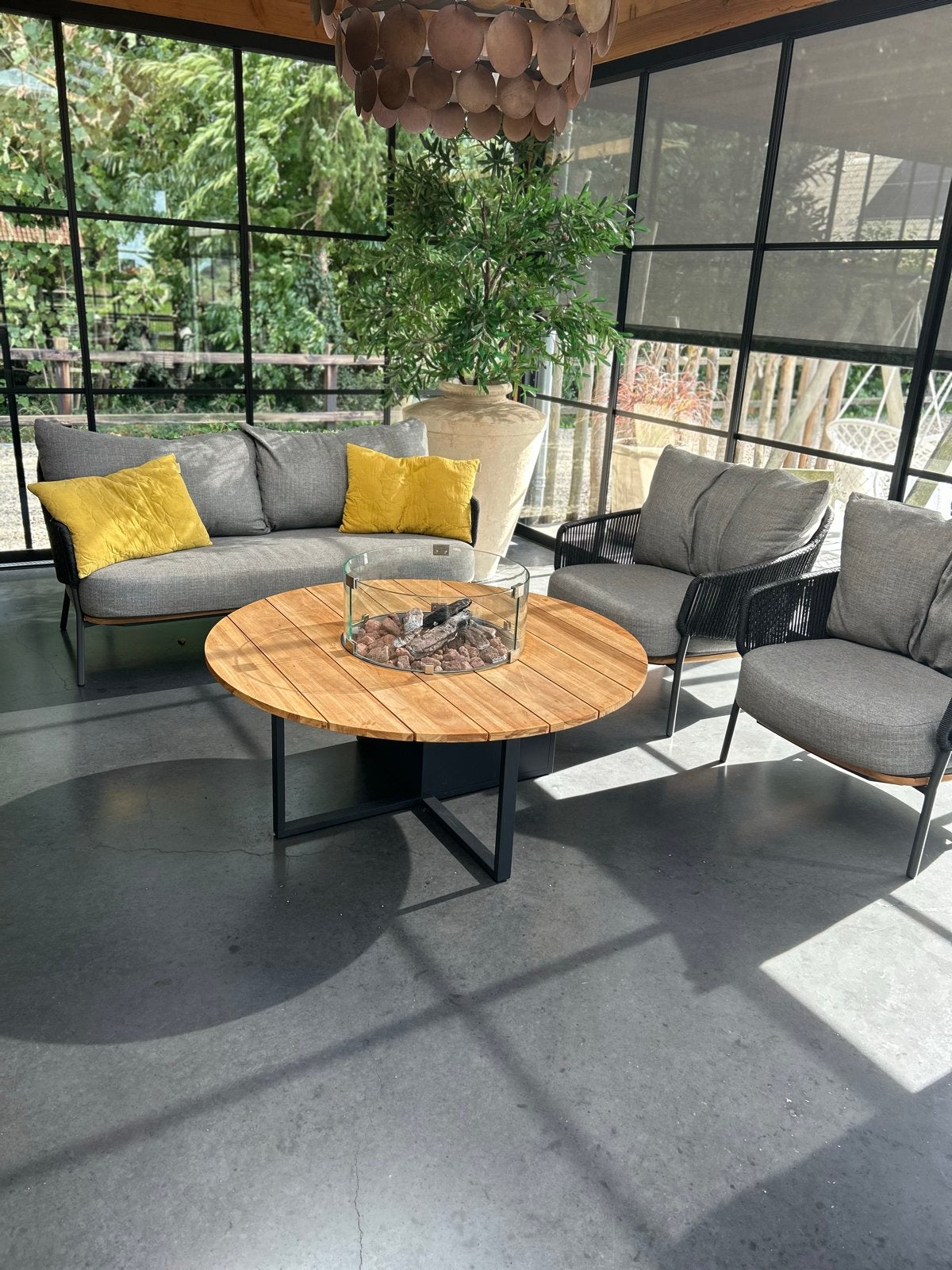 4 Seasons Outdoor Ravello loungeset 5-delig antraciet/teak, Ophalen, 5 zitplaatsen, Teakhout, Zo goed als nieuw