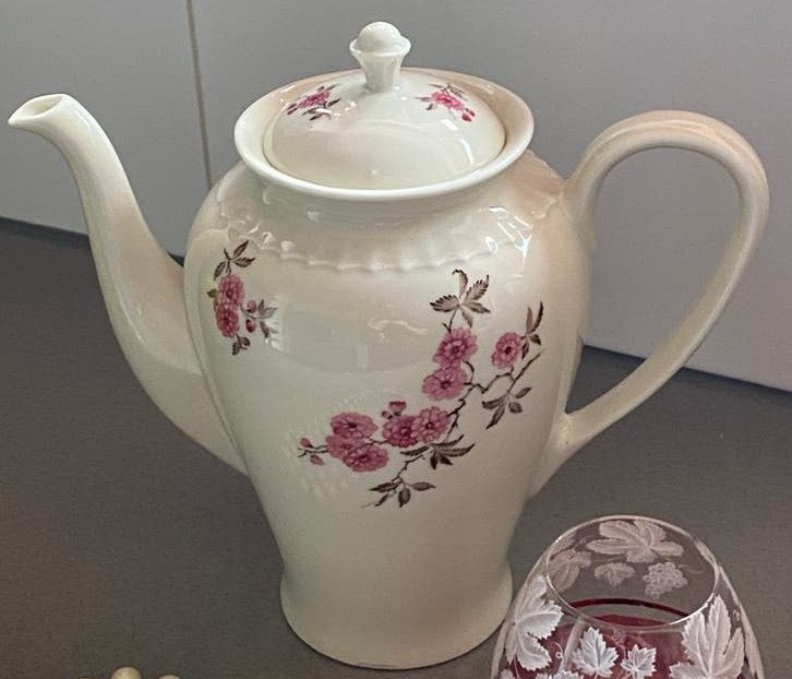 Mosa koffiekan, porselein creme roze, gaaf, Ophalen of Verzenden