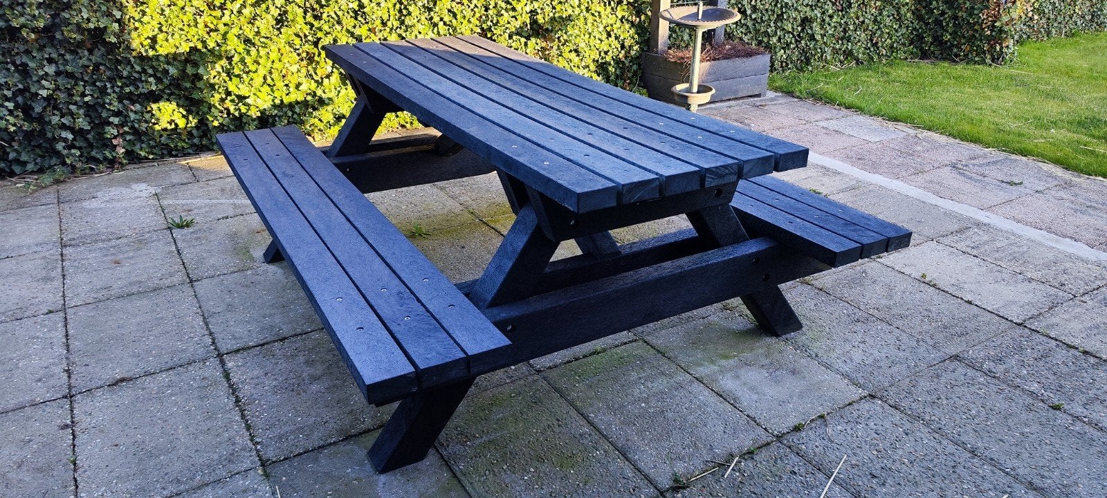 Robuuste picknicktafel van gerecycled kunststof, Ophalen, Zo goed als nieuw, Rechthoekig, Overige materialen