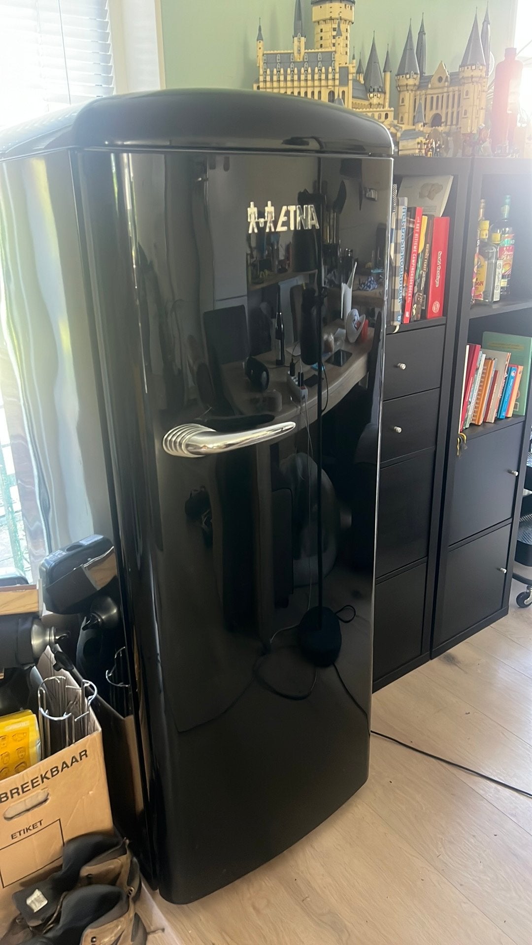 ETNA Zwarte retro koelkast, Ophalen, 150 tot 200 liter, Gebruikt, 160 cm of meer