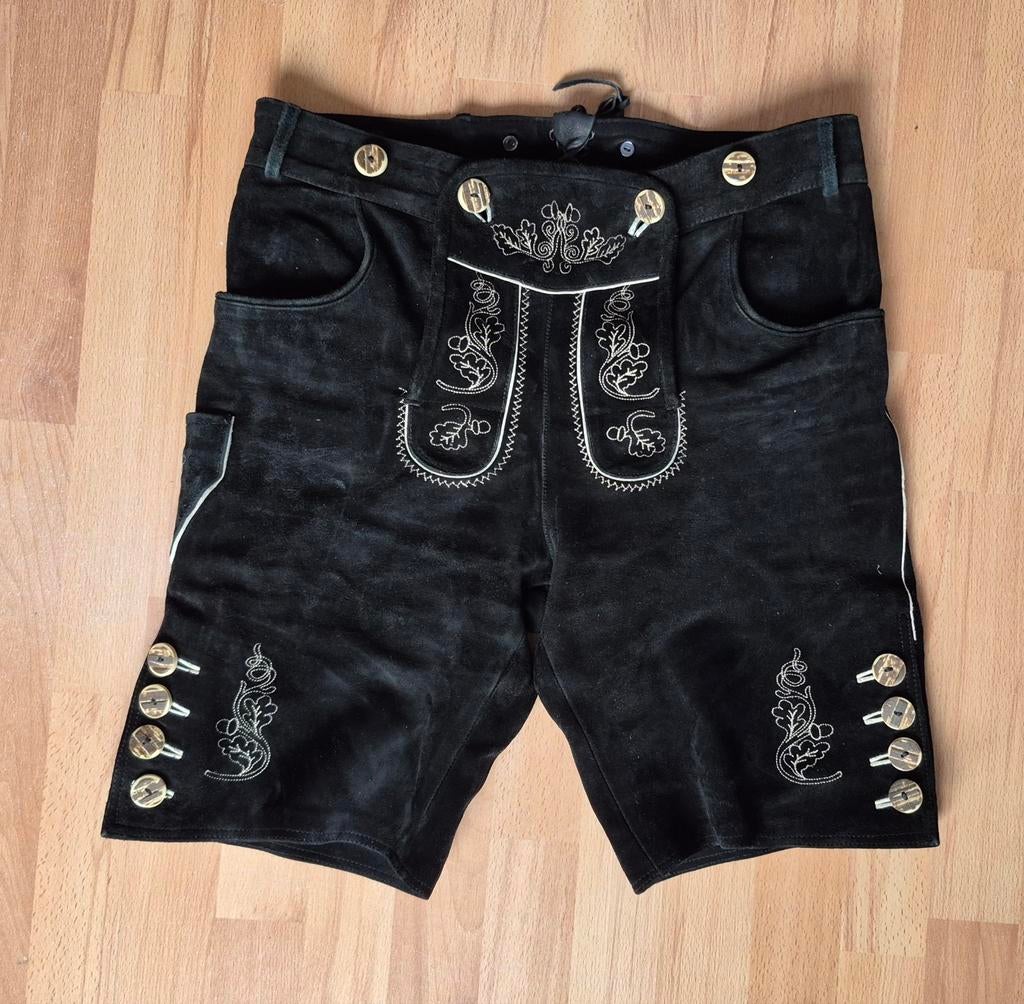 Te koop: Skandal lederhose, maat 32, zwart, in goede staat, Ophalen of Verzenden, Zo goed als nieuw