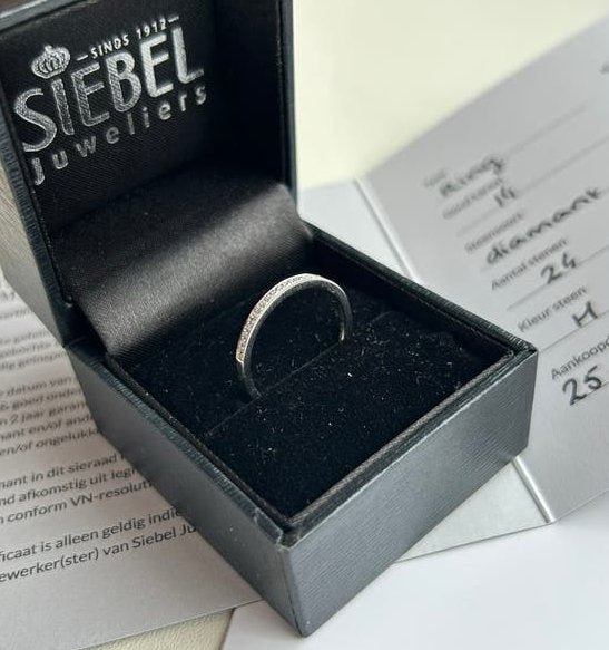 Nieuwe 14 karaat wit gouden ring-Siebel juweliers-maat 54, Nieuw, Ophalen of Verzenden, 17 tot 18, Met edelsteen