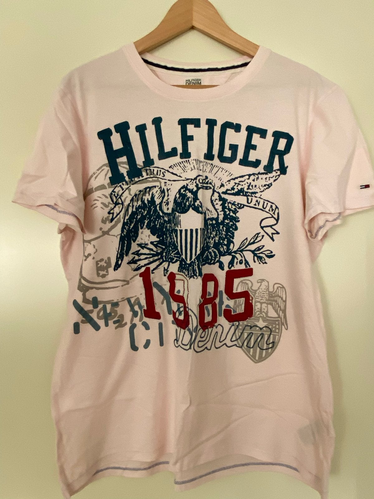 Tommy Hilfiger Denim T-shirt - Roze - Maat XL, Ophalen of Verzenden, Zo goed als nieuw, Maat 56/58 (XL), Roze