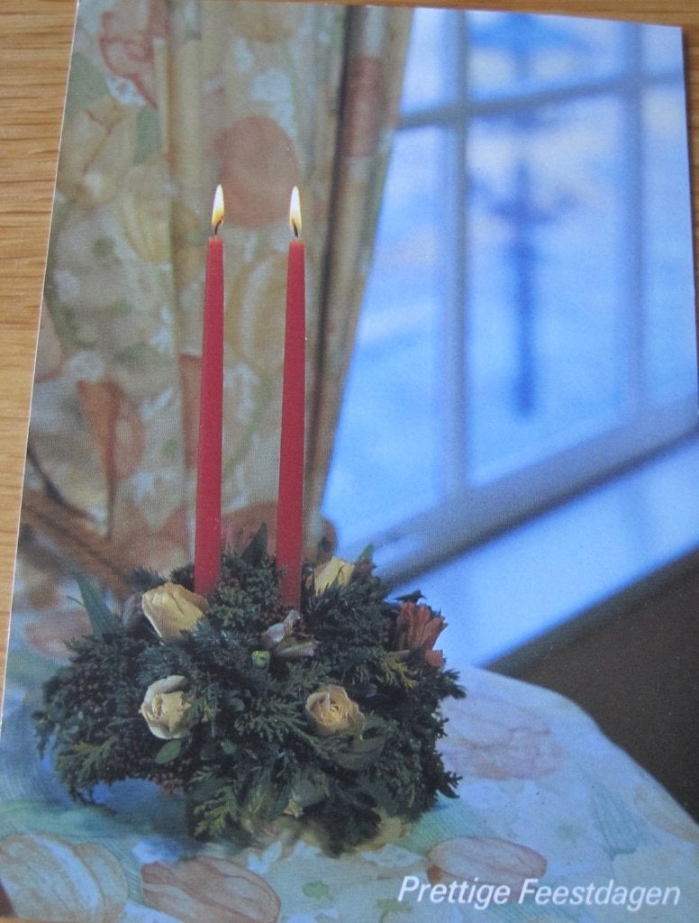Voor het kind - kerststuk met twee rode kaarsen - 1987, Verzenden, 1980 tot heden, Gelopen, Overige thema's