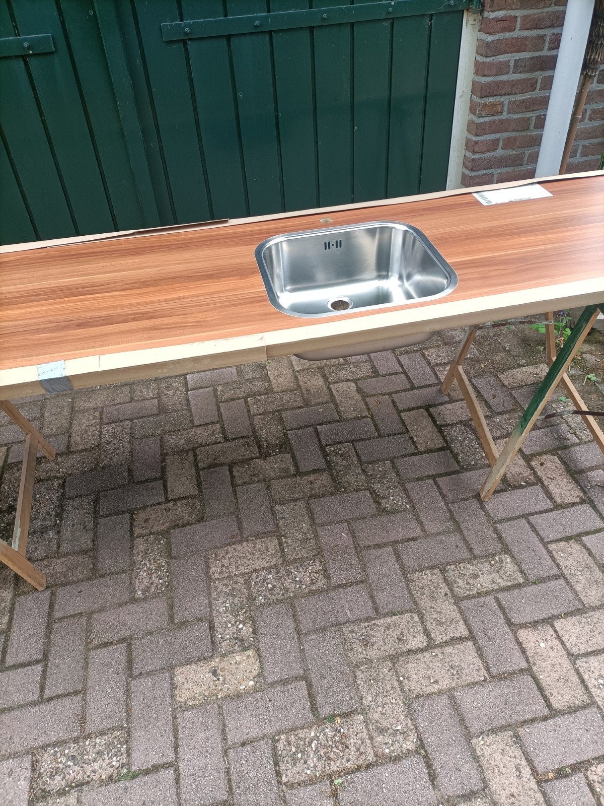Nieuw aanrechtblad 280x60 met RVS spoelbak, Ophalen, Bruin, Overige typen, Nieuw