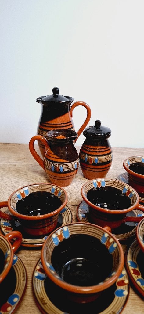 Vintage Keramiek Thee servies Handbeschilderd, Antiek en Kunst, Ophalen