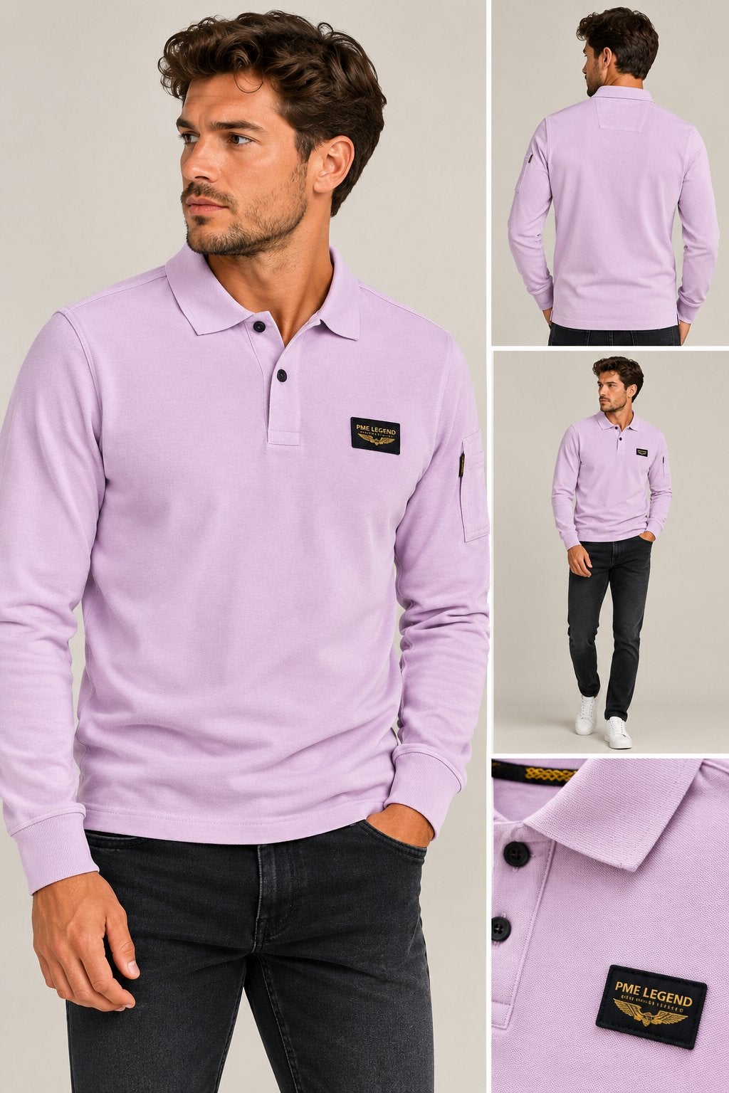 PME Legend polo met lange mouwen – lichtpaars – maat M, Ophalen of Verzenden, Nieuw, Maat 48/50 (M), Paars