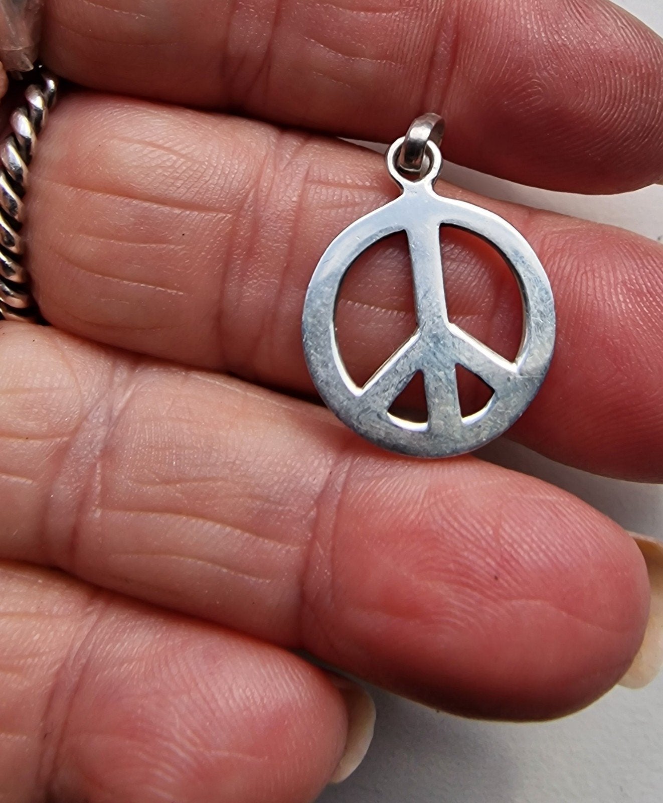 Zilveren Hanger Peace Teken 925, Gebruikt, Ophalen of Verzenden, Kruis of Symbool, Zilver