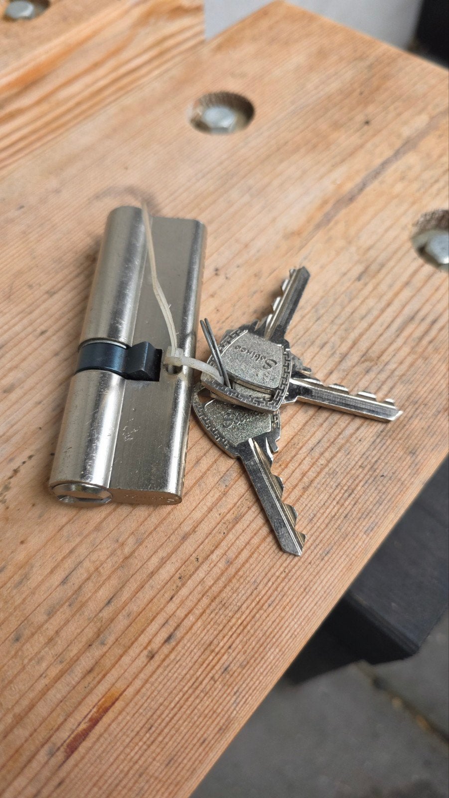Sobinco cilinderslot met 3 sleutels, Ophalen of Verzenden, Gebruikt, Rvs, Slot