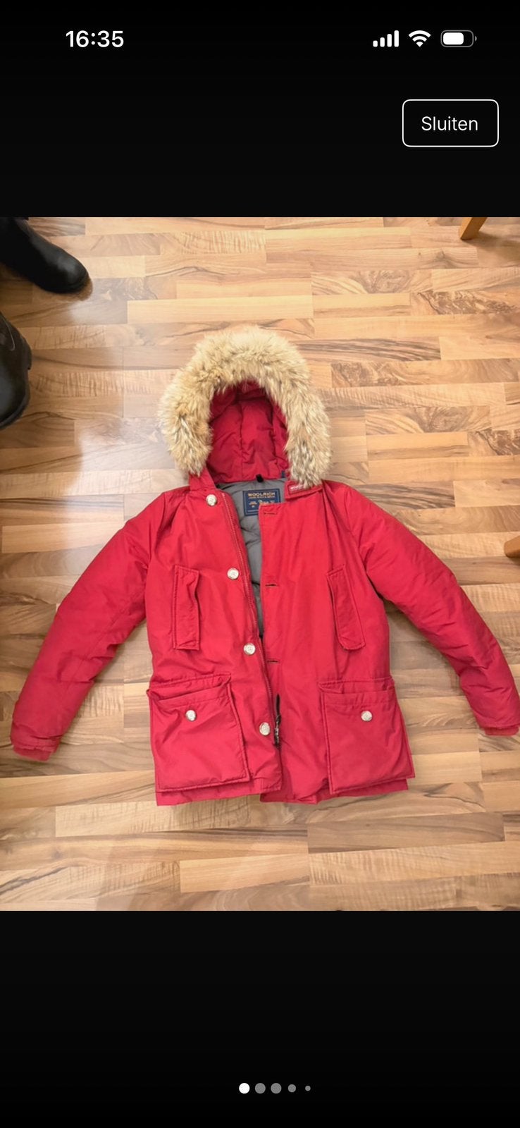 Rode woolrich anorak parka maat M, Ophalen of Verzenden, Zo goed als nieuw, Maat 48/50 (M), Rood