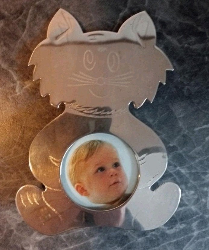 Verzilverd fotolijst kat 15cm, Ophalen, Zilver