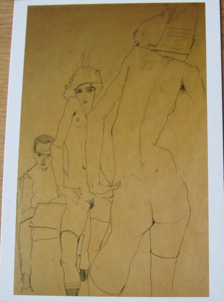 Egon Schiele - Schiele tekent een naakt model voor spiegel, Ophalen of Verzenden, 1980 tot heden, Ongelopen, Overige thema's