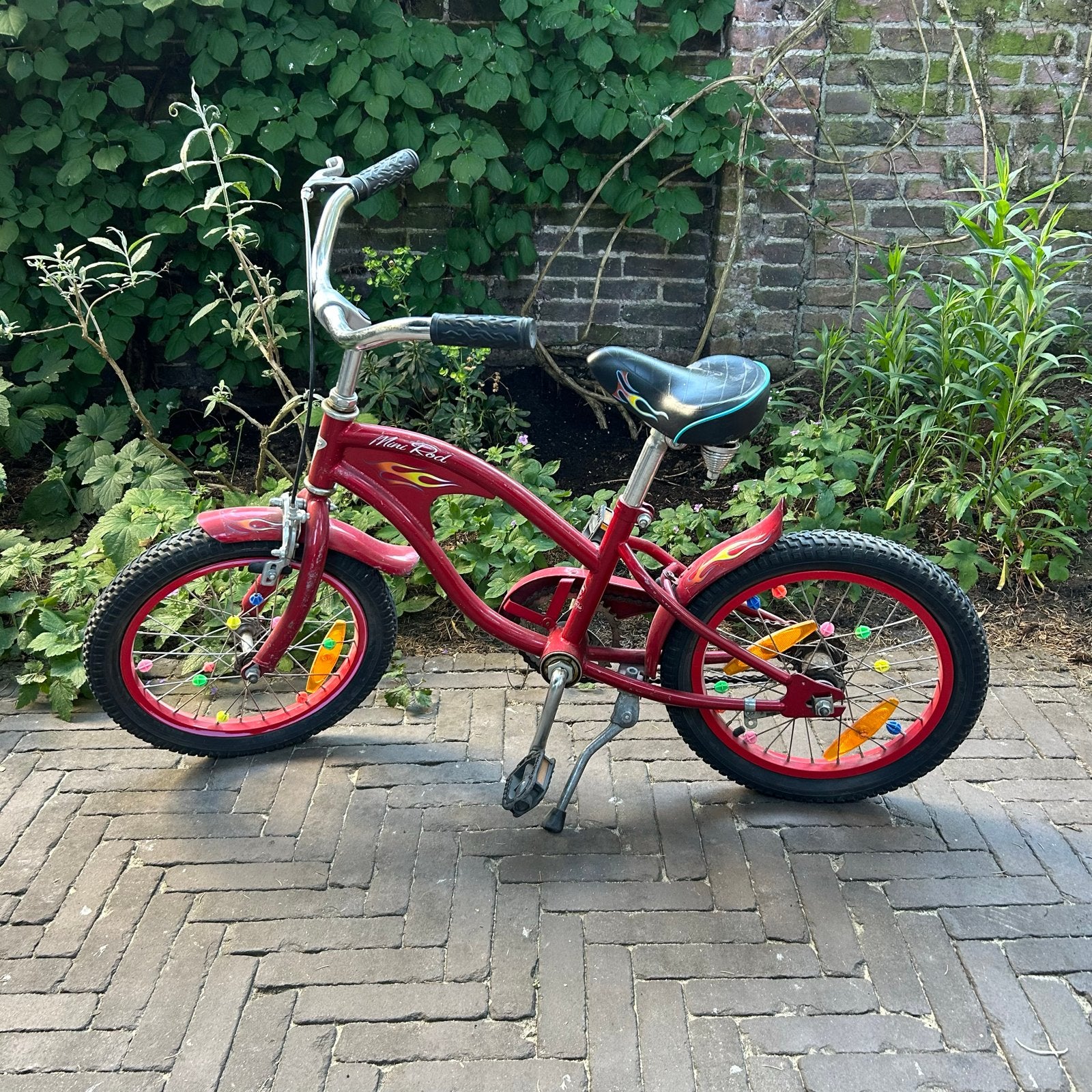 Mini Rod Kinderfiets - Rode Cruiser met Zijwieltjes, Fietsen en Brommers, Ophalen, Terugtraprem, Zijwieltjes, 16 tot 20 inch