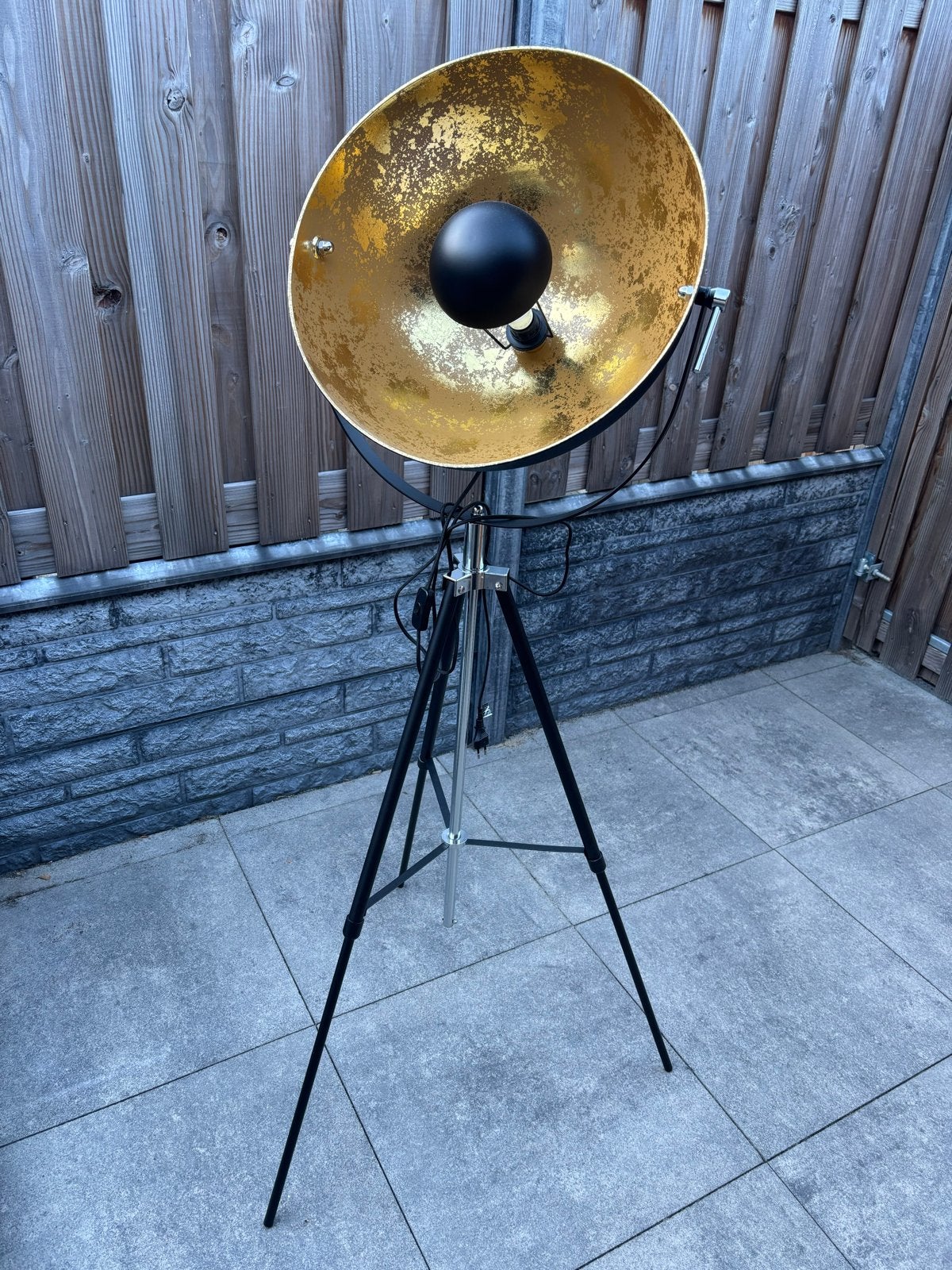 Vloerlamp Studio Spot Zwart/Goud op Statief, Ophalen of Verzenden, Zo goed als nieuw, Metaal, 150 tot 200 cm