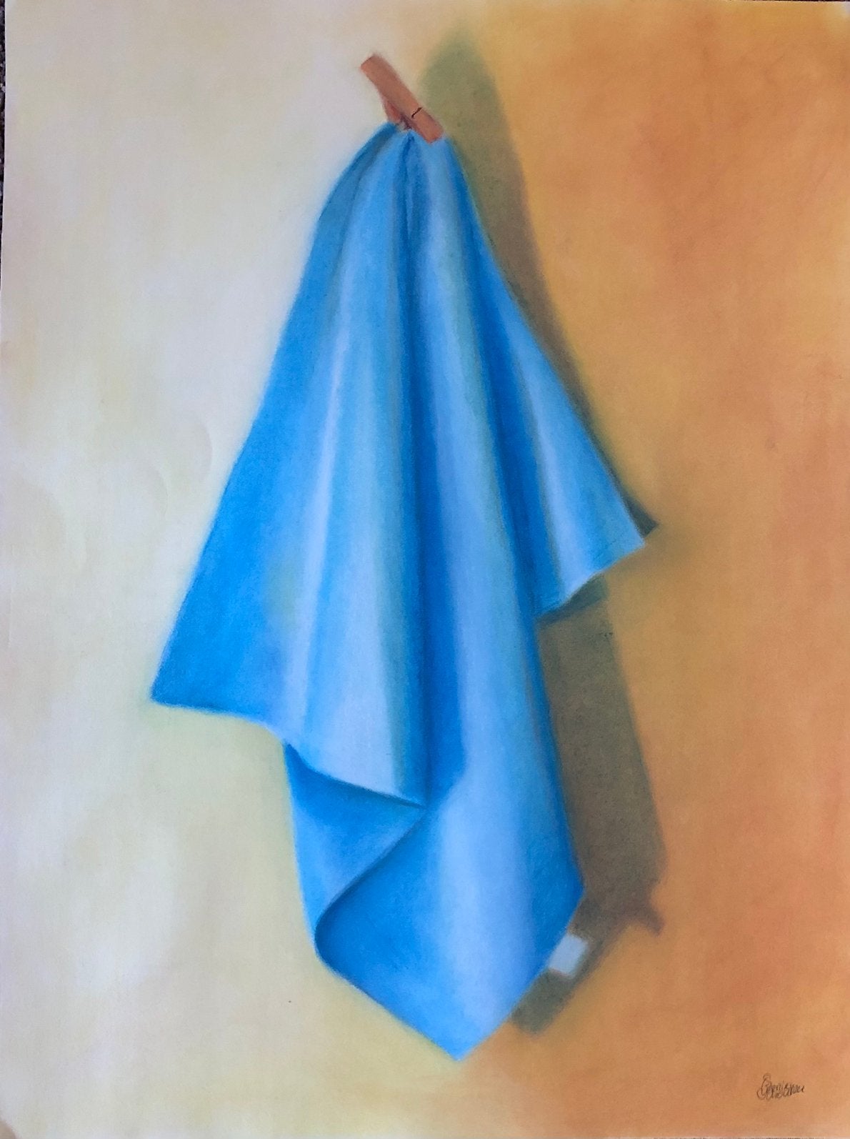 Tekening met pastelkrijt. Theedoek, 50x65 cm, Ophalen, Tekening, Pasteltekening, Handgemaakt