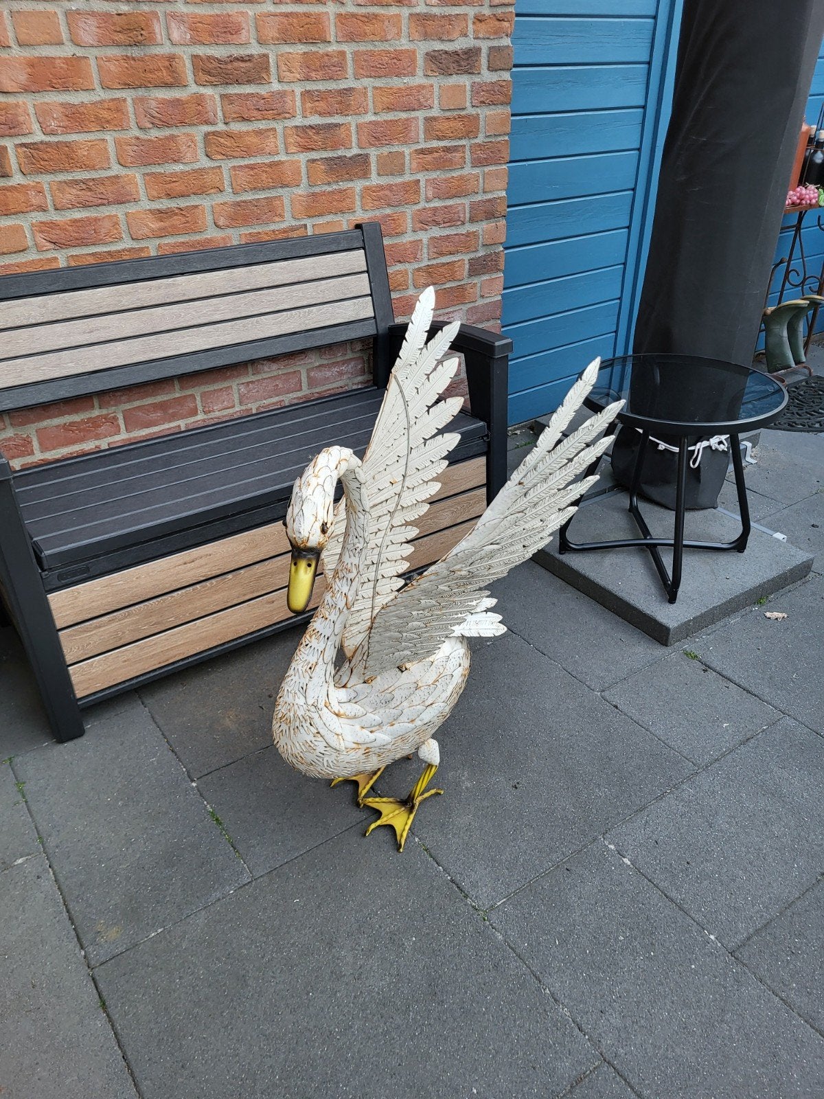 Metalen zwaan..tuin beeld..beeld..TEAB, Ophalen, Metaal